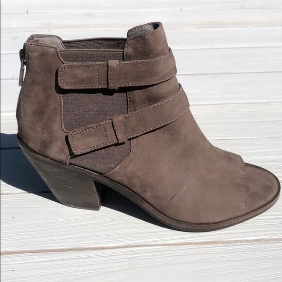 Bootie Gray Women NEW Eileen Fisher Peep Toe Ankle Boots Taupe size 7.5